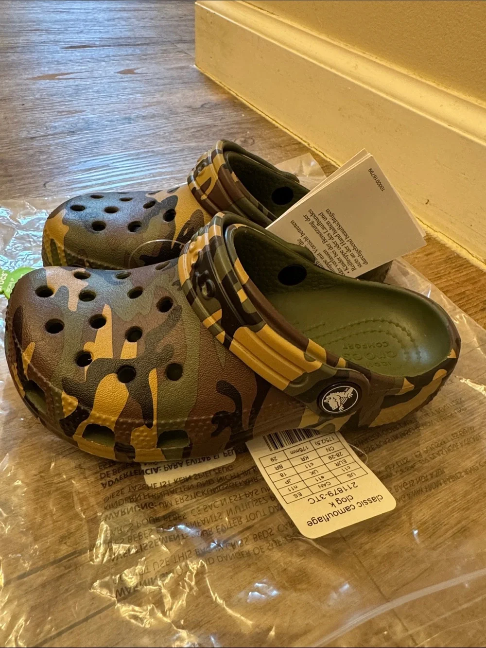 CROCS Kids Classic Camouflage Clog in Green and Brown